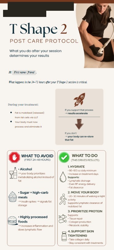 T Shape 2 post-care protocol email
