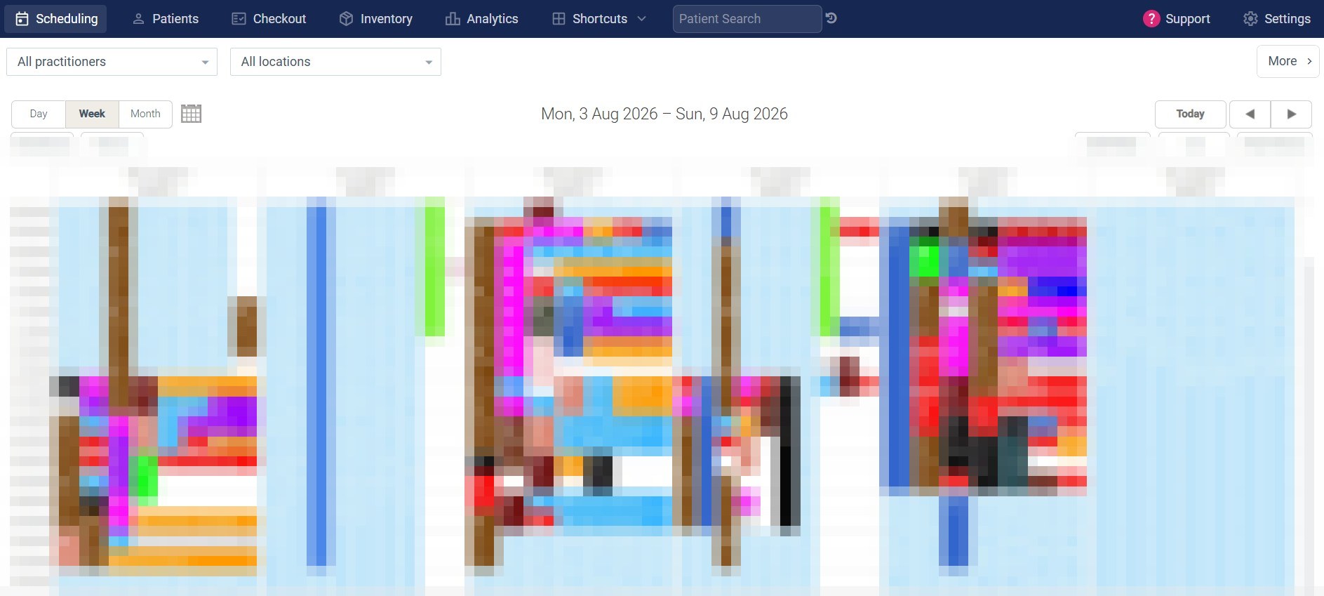 Optimantra EHR weekly scheduling view