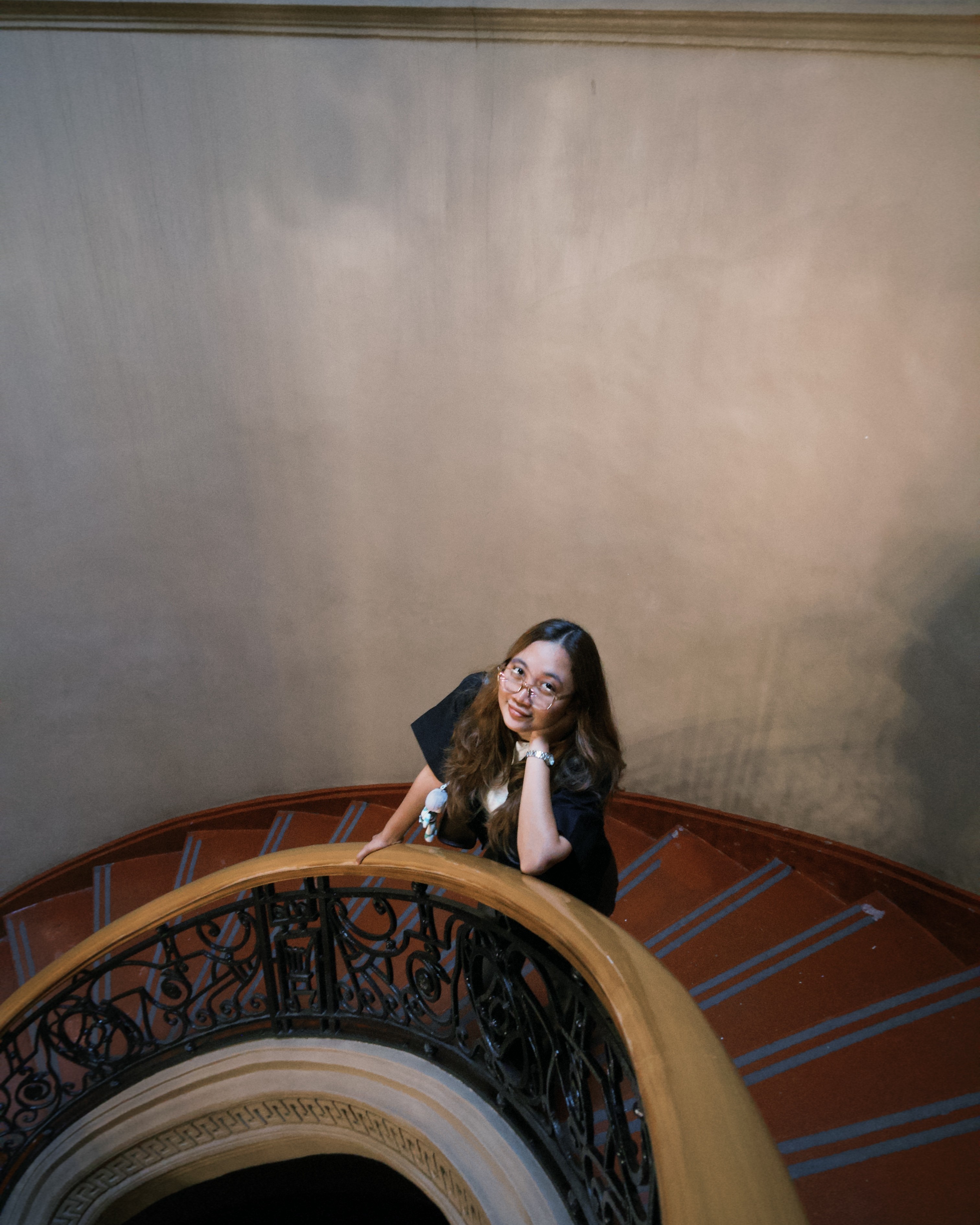 Anne on a staircase